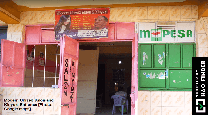 Modern Unisex Salon and Kinyozi Entrance