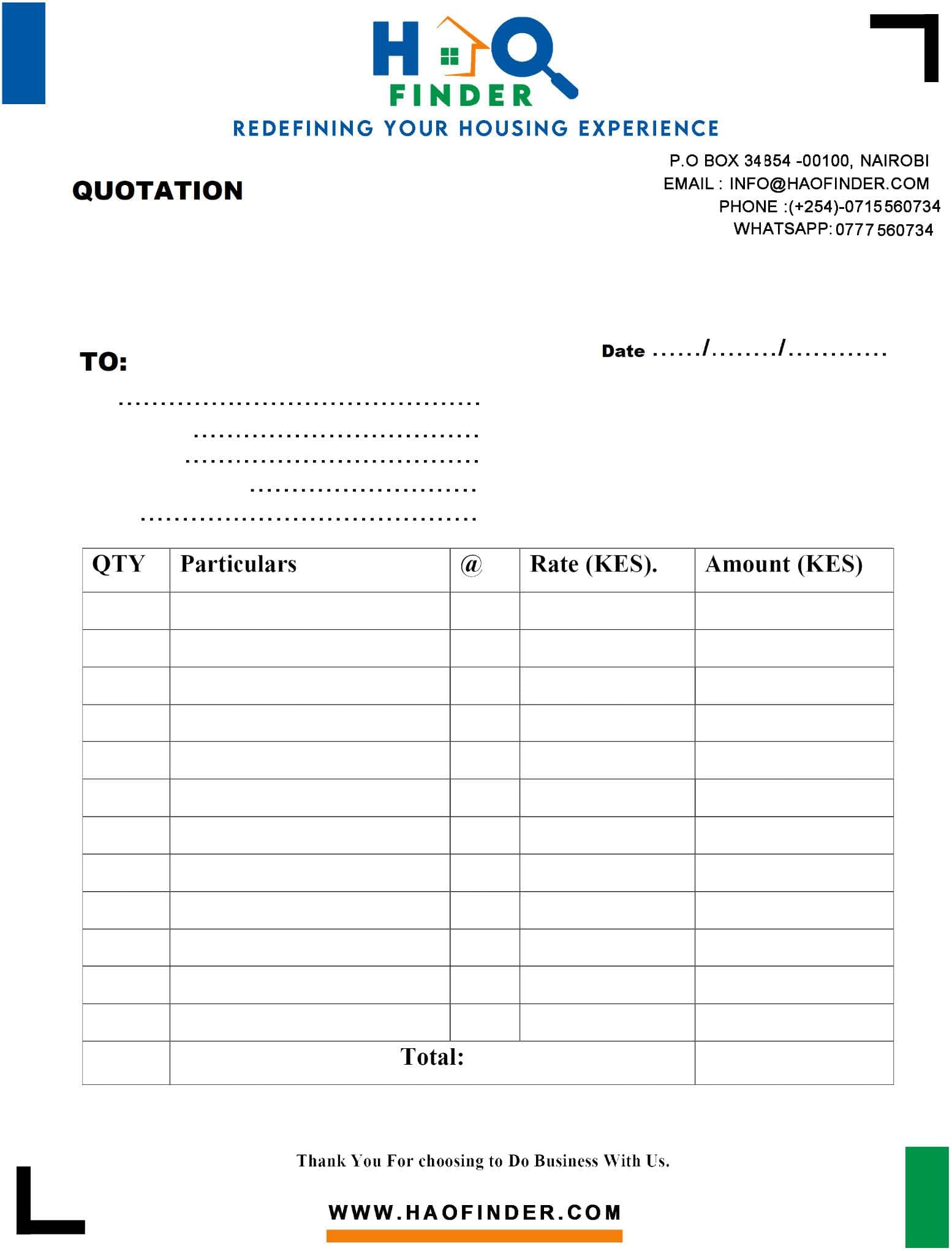 House moving service from Hao Finder - Hao Movers sample quotation